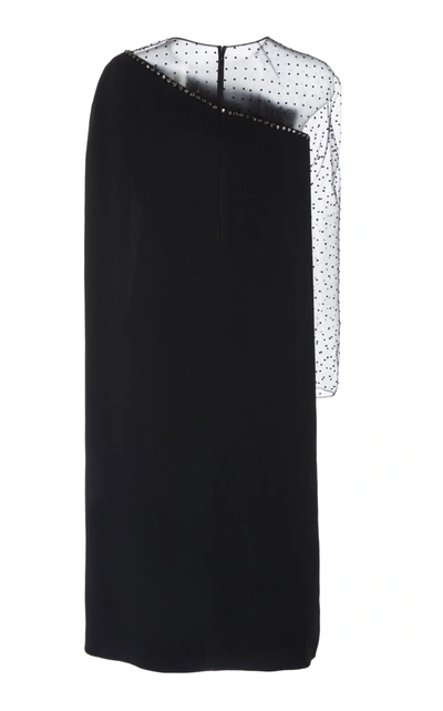 Shop Jenny Packham Women's Rey Cape-overlay Crepe And Tulle Dress In Black