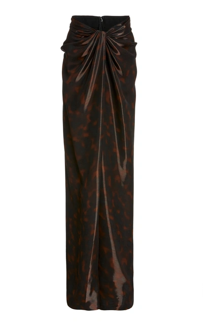 Shop Brandon Maxwell Women's Liquid Tortoiseshell Wrap-effect Maxi Skirt In Print