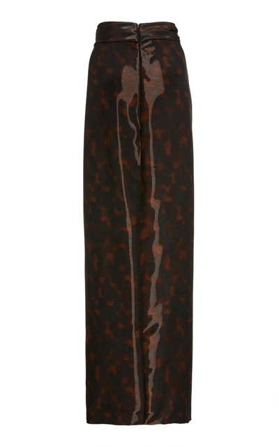 Shop Brandon Maxwell Women's Liquid Tortoiseshell Wrap-effect Maxi Skirt In Print