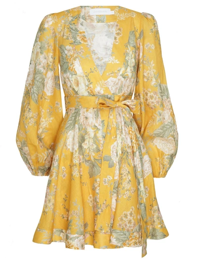 Shop Zimmermann Amelie Floral-print Linen Mini Dress