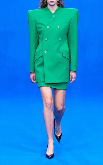 Shop Balenciaga Women's Fitted Mini Skirt In Green,black