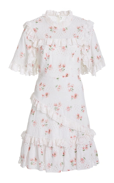 Shop Needle & Thread Desert Rose Cotton-lace Mini Dress In White