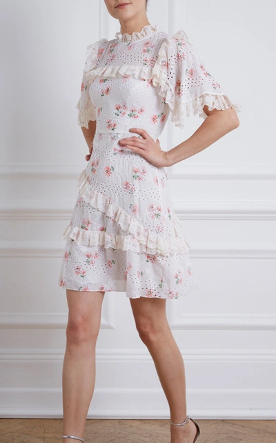 Shop Needle & Thread Desert Rose Cotton-lace Mini Dress In White