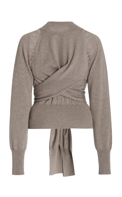 Shop Rejina Pyo Morgan Cutout Tie-front Wool Sweater In Grey