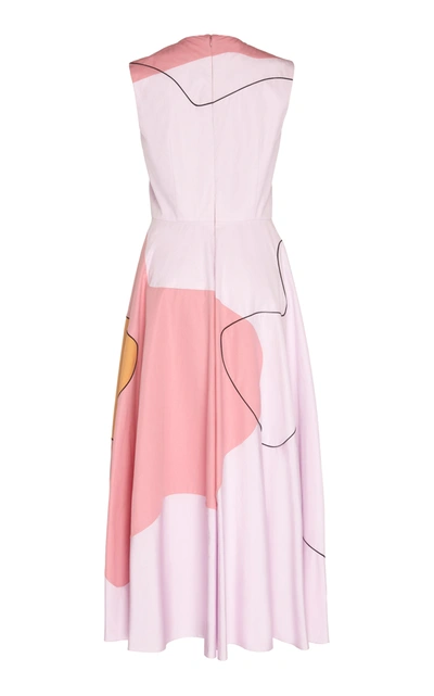 Shop Roksanda Flora Printed Cotton-poplin Midi Dress In Pink