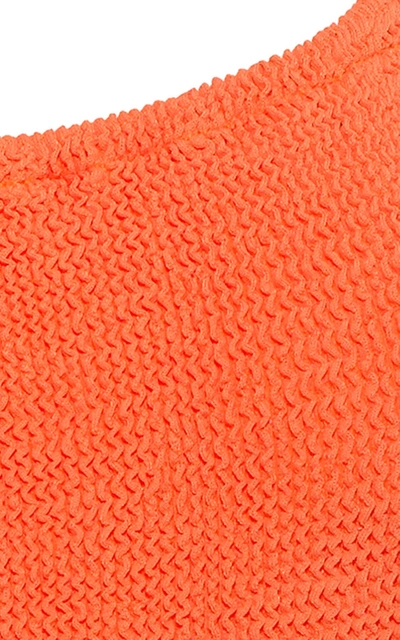 Shop Hunza G Smocked One-piece Swimsuit In Orange