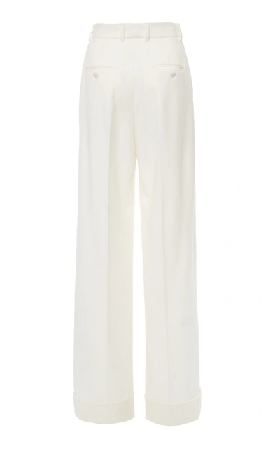 Shop Dolce & Gabbana Women's Wool-blend Wide-leg Trousers In White