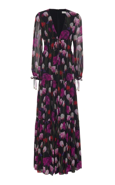 Shop Borgo De Nor Freya Floral Silk-georgette Maxi Dress