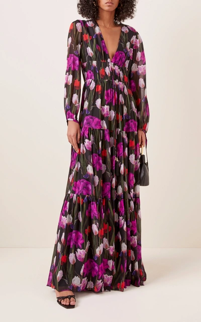 Shop Borgo De Nor Freya Floral Silk-georgette Maxi Dress