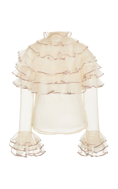 Shop Zimmermann Lucky Tiered Silk Blouse In White