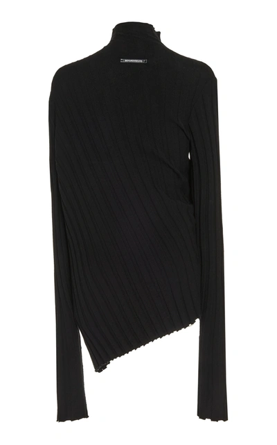 Shop Boyarovskaya Women's Asymmetric Ribbed-knit Sweater In Black,neutral