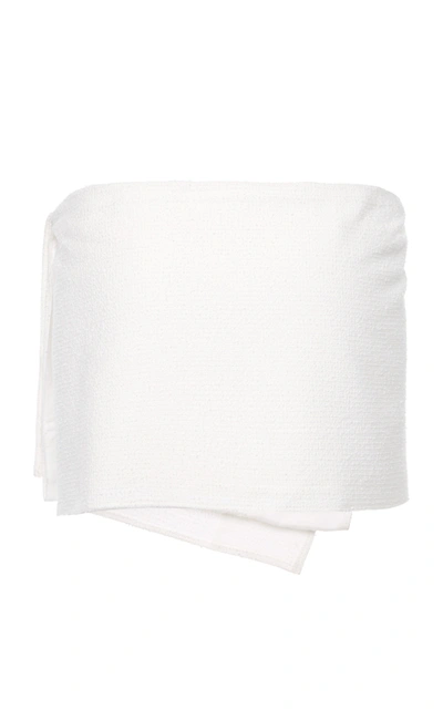 Prada Asymmetric Wrap-effect Cotton-blend Mini Skirt In White