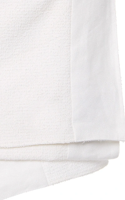 Shop Prada Asymmetric Wrap-effect Cotton-blend Mini Skirt In White