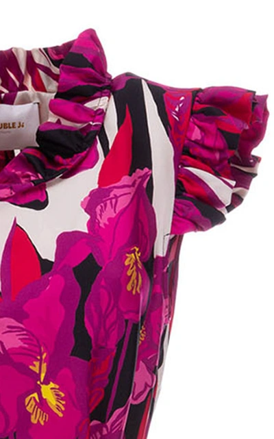 Shop La Doublej Women's Short And Sassy Ruffled Floral Silk Dress In Print