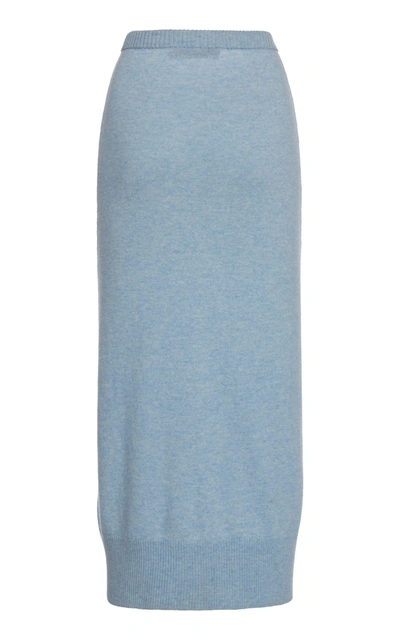 Shop Christopher Esber Women's Ruched Wool-blend Midi Skirt In Blue