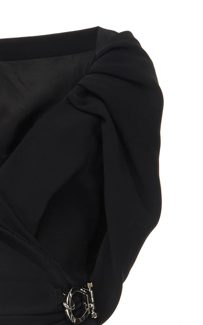Shop Prada Draped Cady Midi Dress In Black