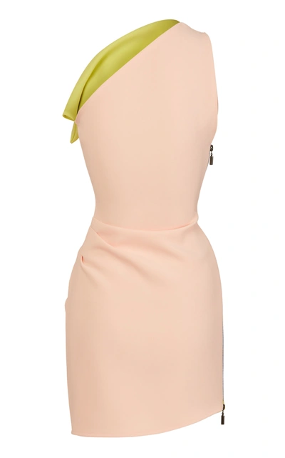 Shop Maticevski Endless Two-tone One-shoulder Cady Mini Dress In Pink