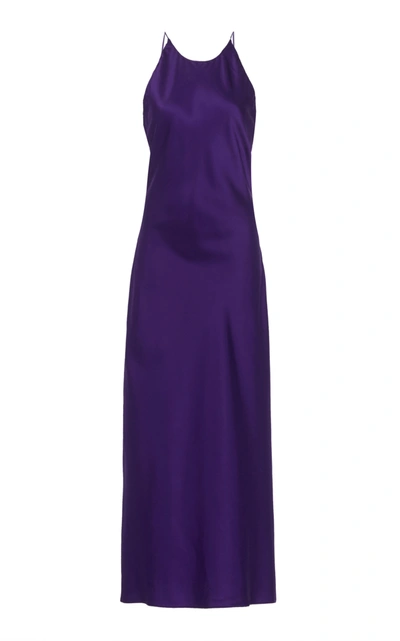Shop Rosetta Getty Bias Open-back Satin Dress In Purple