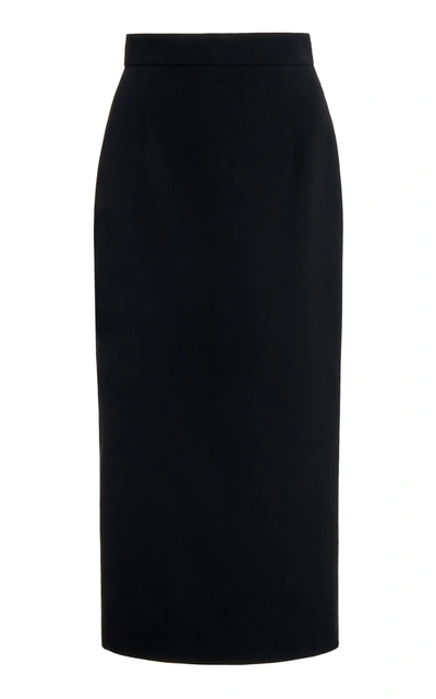 Shop Alessandra Rich Midi Skirt In Light Wool In Black