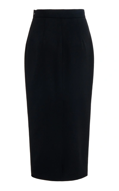 Shop Alessandra Rich Midi Skirt In Light Wool In Black