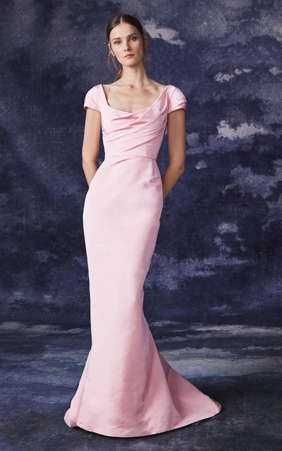 Shop Marchesa Women's Draped Silk-faille Gown In Pink