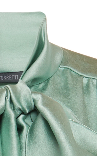 Shop Alberta Ferretti Satin Bow Top In Green