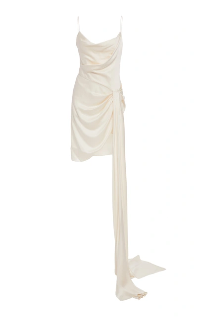 Shop Monique Lhuillier Women's Draped Satin Mini Dress In White,black