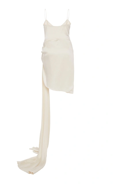 Shop Monique Lhuillier Women's Draped Satin Mini Dress In White,black