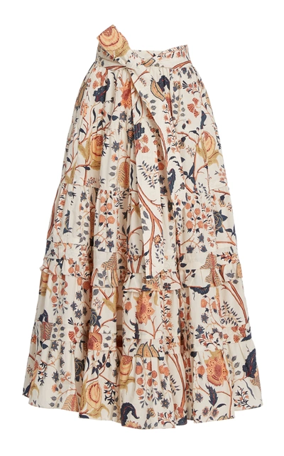 ULLA JOHNSON WOMEN'S SIGRID FLORAL COTTON MIDI SKIRT 
