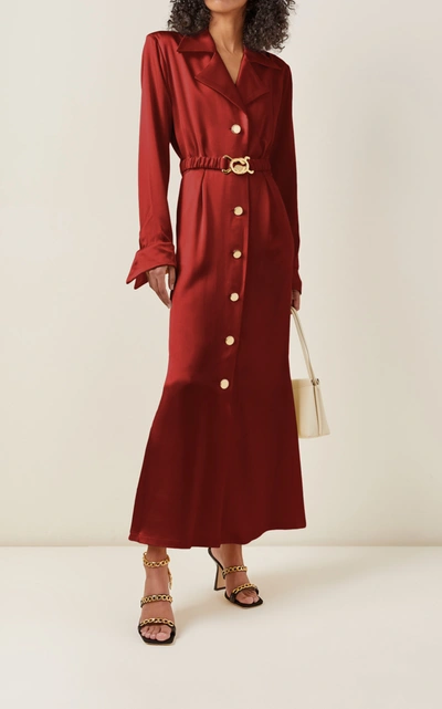 Shop Dodo Bar Or Women's Tamara Belted Satin Maxi Dress In Red