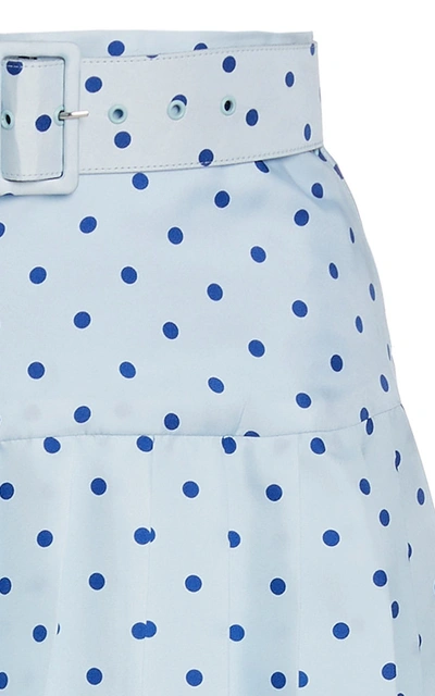 Shop Rodarte Women's Belted Pleated Polka-dot Silk Midi Skirt In Blue