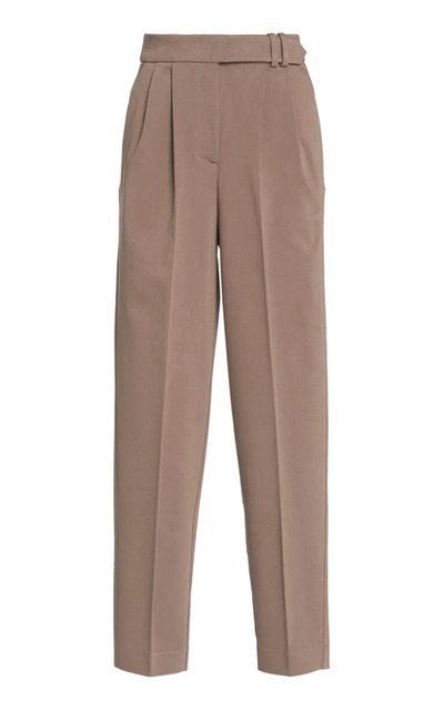 Shop Piece Of White Camille High-rise Cotton-blend Straight-leg Pants In Brown