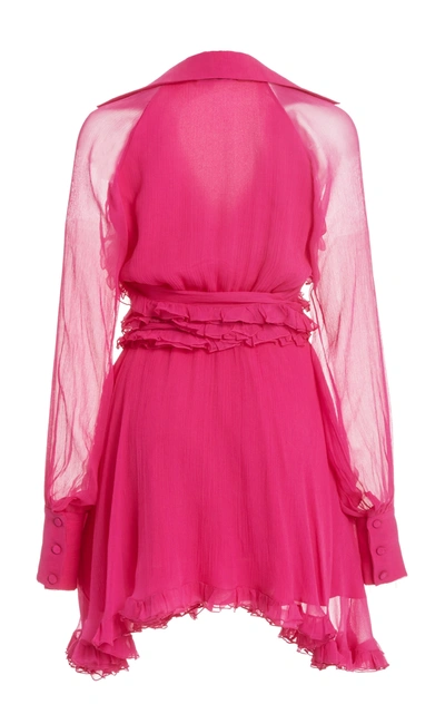 Shop Alexis Suzette Ruffled Chiffon Mini Dress In Pink