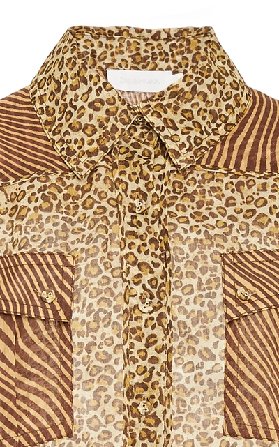 Shop Zimmermann Women's Empire Animal-print Georgette Shirt