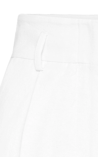 Shop St Agni Ranger Pleated Cotton-linen Shorts In White