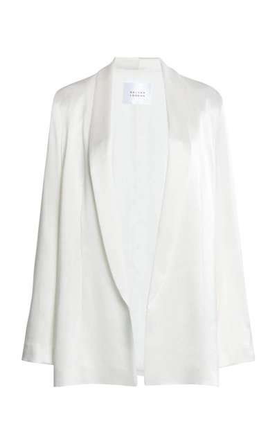 Shop Galvan Julianne Satin Open-front Blazer In White