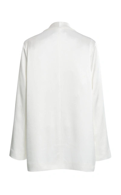 Shop Galvan Julianne Satin Open-front Blazer In White