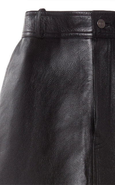 Shop Balenciaga Women's Leather A-line Midi Skirt In Black