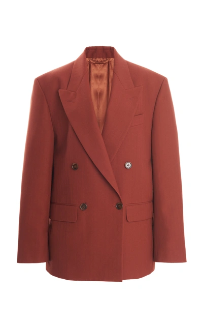 Shop Acne Studios Jiselle Double-breasted Twill Blazer In Red