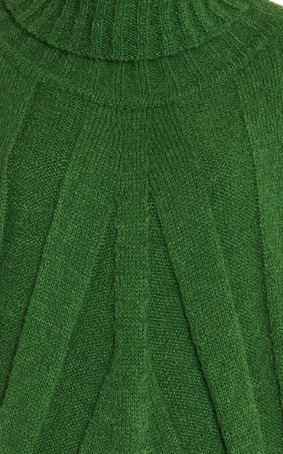 Shop Boyarovskaya Oversized Ribbed-knit Turtleneck Sweater In Green