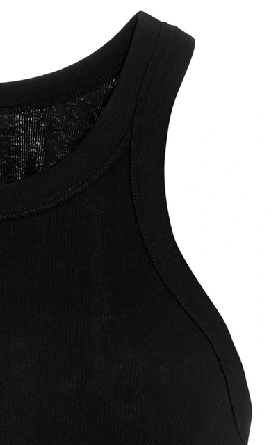 Shop Totême Espera Ribbed Stretch Cotton-blend Top In Black