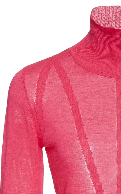 Shop Altuzarra Reiko Sheer Knit Turtleneck Sweater In Pink