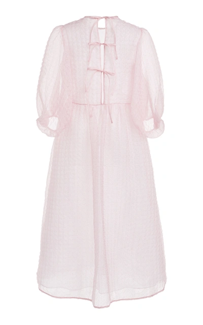 Shop Cecilie Bahnsen Women's Karmen Textured Silk-blend Chiffon Midi Dress In Pink
