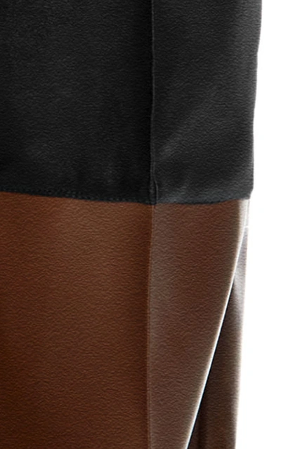 Shop Studio Cut Two-tone Faux-leather Wide-leg Pants In Black