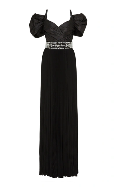 Shop Prada Crystal-embellished Taffeta Gown In Black