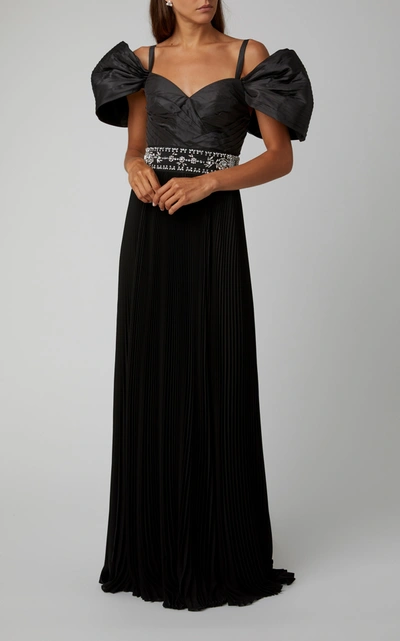 Shop Prada Crystal-embellished Taffeta Gown In Black