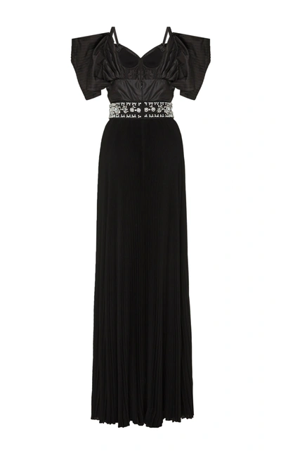 Shop Prada Crystal-embellished Taffeta Gown In Black