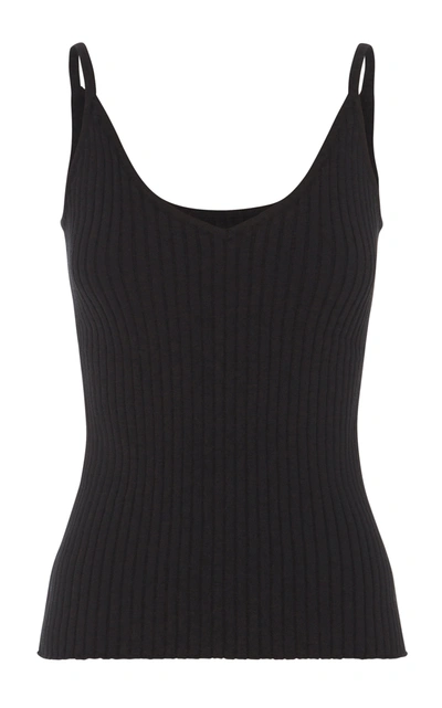 Shop Anna Quan Keira Ribbed-knit Top In Black