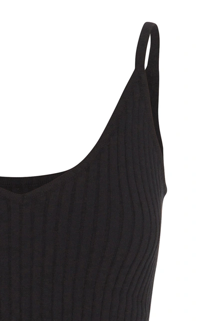 Shop Anna Quan Keira Ribbed-knit Top In Black