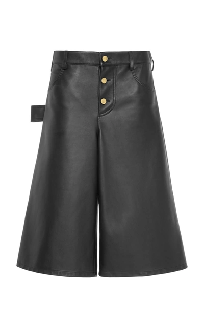 Shop Bottega Veneta Leather Shorts In Black